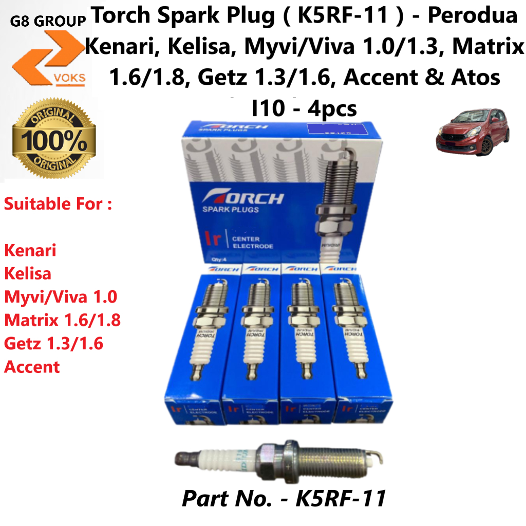 หัวเทียนไฟฉาย ( K5RF-11 ) - Perodua Kenari, Kelisa, Myvi/Viva 1.0/1.3, Matrix 1.3/1.6, Accent & Atos