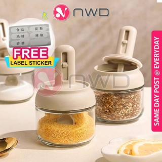 《 𝗣𝗥𝗘𝗖𝗜𝗦𝗜𝗢𝗡 𝗦𝗖𝗢𝗢𝗣 》280ml Glass Condiment Jar Integrated Spoon Seasoning Bottle Spice Storage Container Bekas Rempah 调味罐