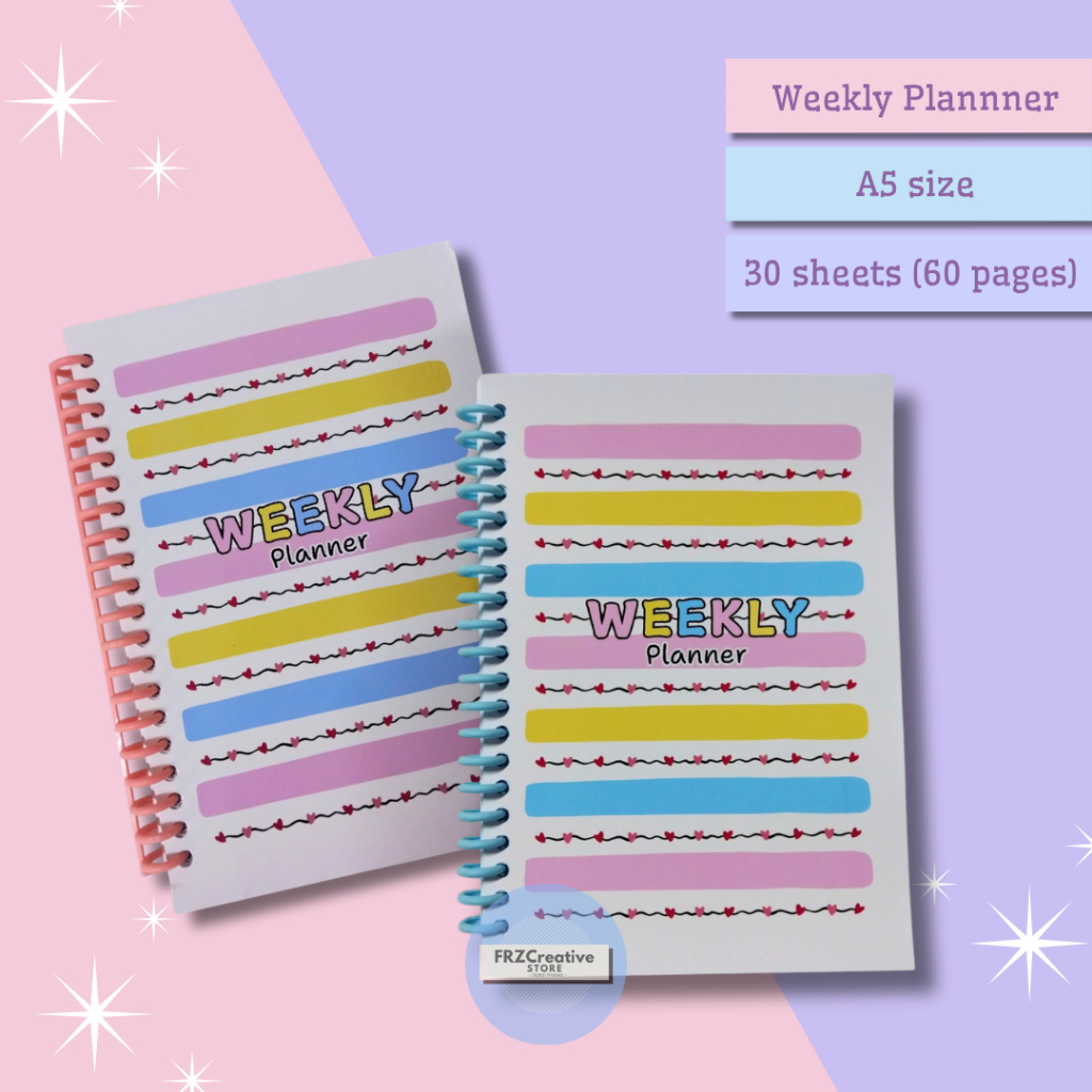 A5 WEEKLY PLANNER BOOK / สมุดบันทึก WEEKLY PLANNER / MONTHLY PLANNER 60 หน้า 30 แผ่น