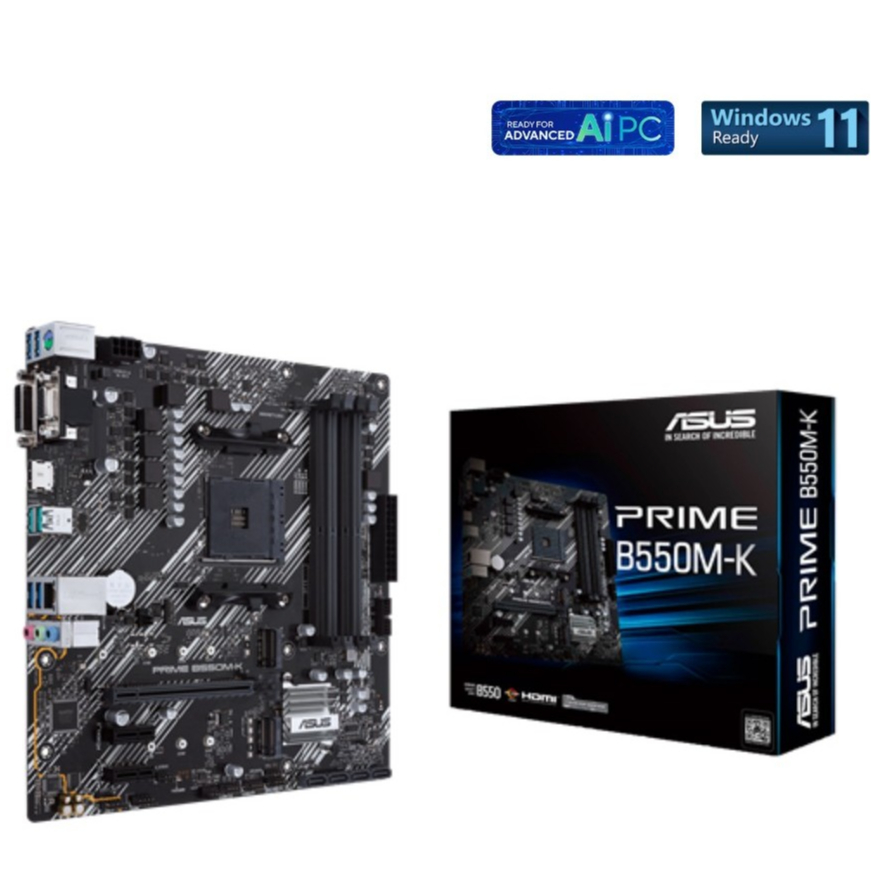 เมนบอร์ด/ซ็อกเก็ต ASUS PRIME B550M-K mATX AM4 และ DDR4