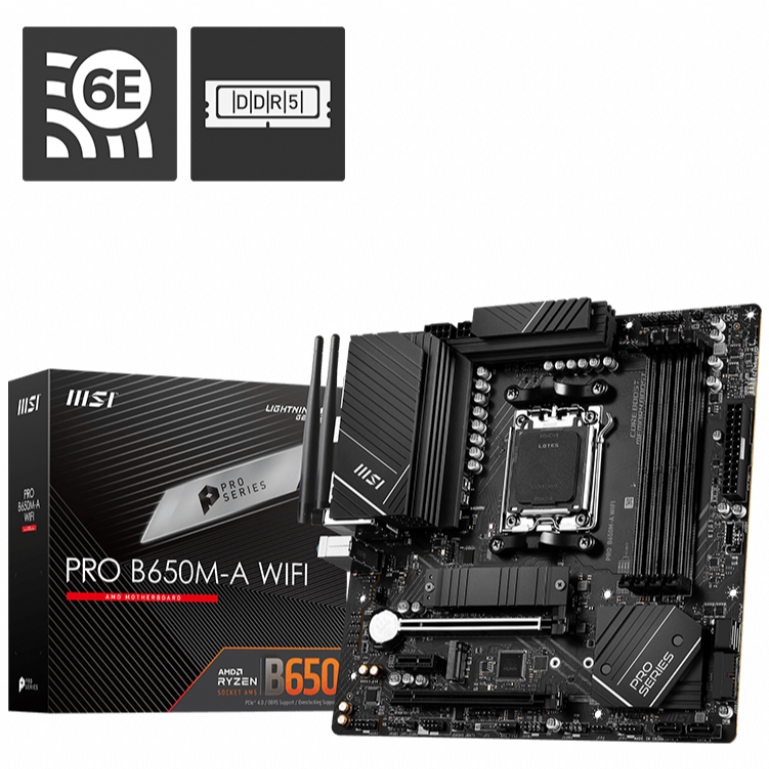 MSI PRO B650M-A WIFI AMD AM5 mATX เมนบอร์ด/ซ็อกเก็ต AM5 และ DDR5