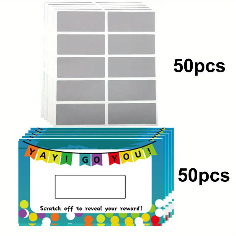 50 ชิ้น Scratch Card DIY Lucky Draw Suprise Reward Card Scratch off Card 50 Kping Kad Gores DIY Cabu