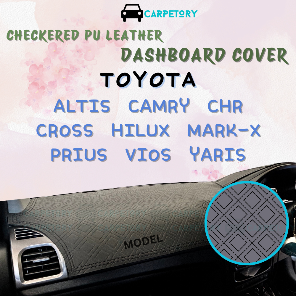 Toyota Altis Camry Vios CHR Cross Yaris Hilux Mark-X Prius XV40 XV50 XV70 Revo XP Checkered Pu Leath