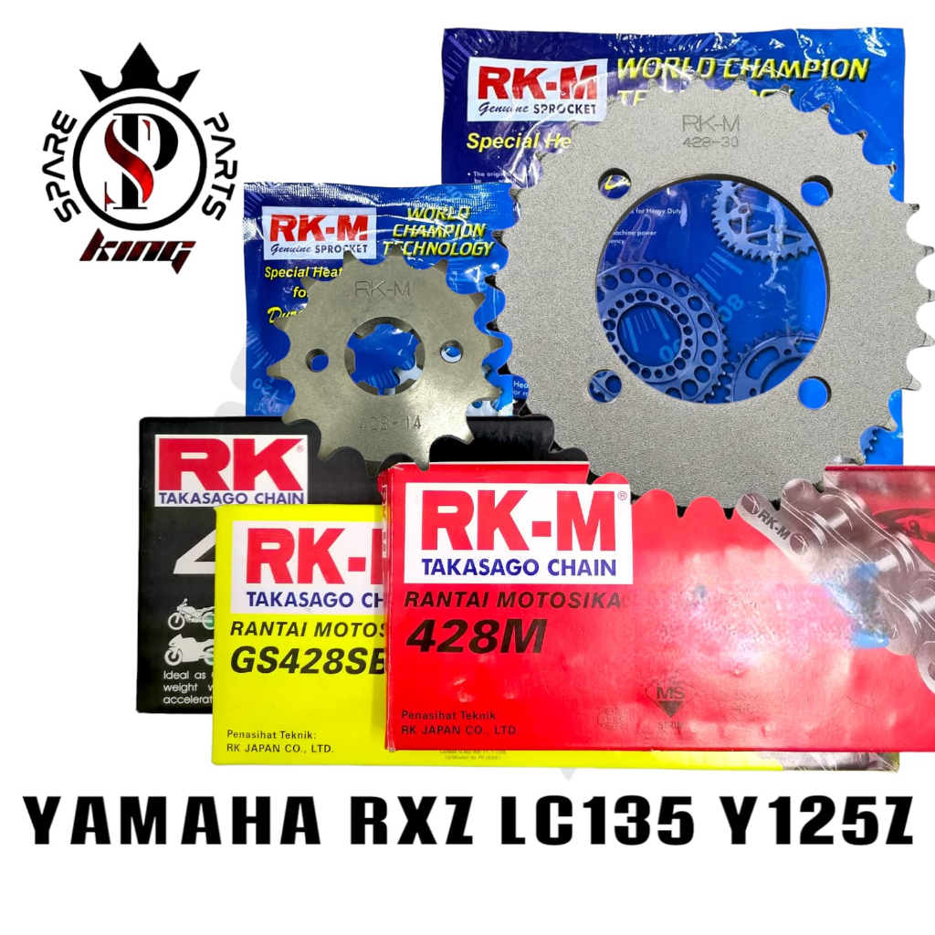 YAMAHA LC135 RXZ Y125Z Y110 Y100 SRL RK-M RKM SPROCKET ชุด RK RKM RK-M CHAIN 428 RANTAI 428 RK RKM L