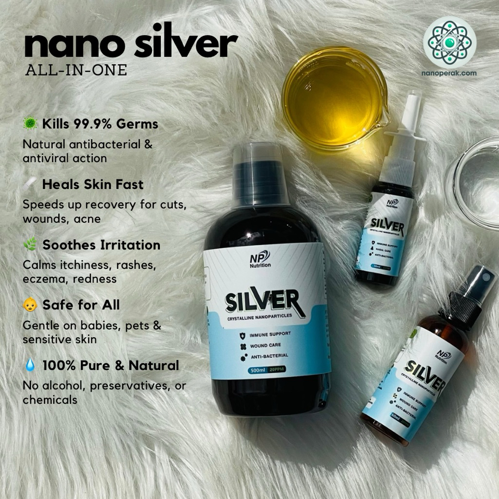 NP Nutrition Nano Perak Nano Silver คอลลอยด์ซิลเวอร์ 500ml, 1L, 30ml, 60ml, 120ml