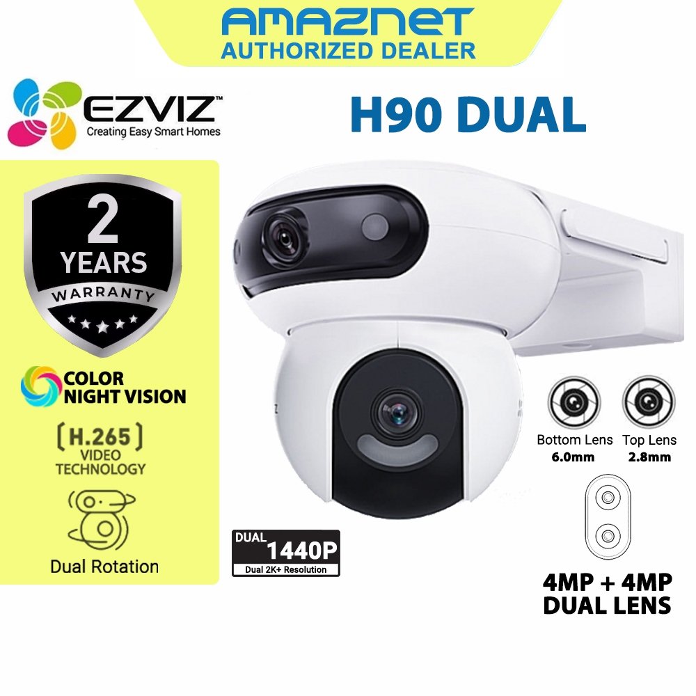 ใหม่ Ezviz H90 Dual 2K+ Dual-Lens Pan & Tilt Wi-Fi กล้องวงจรปิดกลางแจ้ง 4+4MP