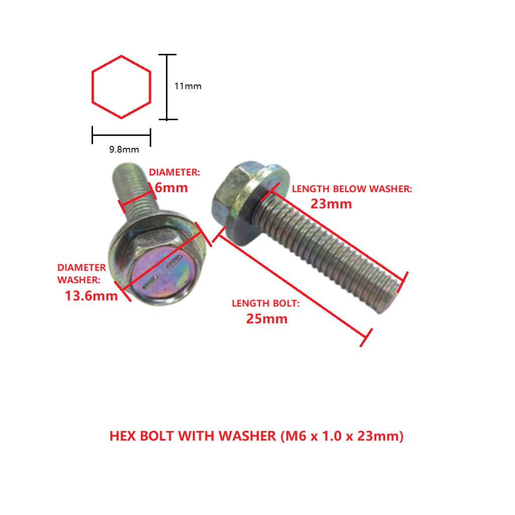 BOLT HEX WITH WASHER (M6 x 1.0 x 23mm)