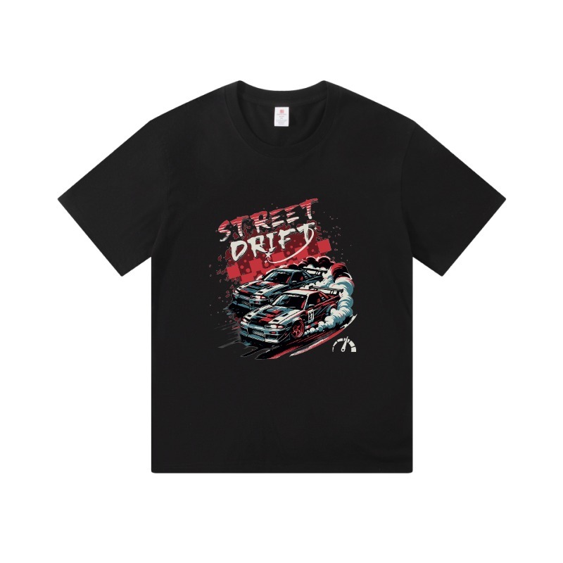 Street Drift Car Art Summer เสื้อยืดแขนสั้นผู้ชาย
