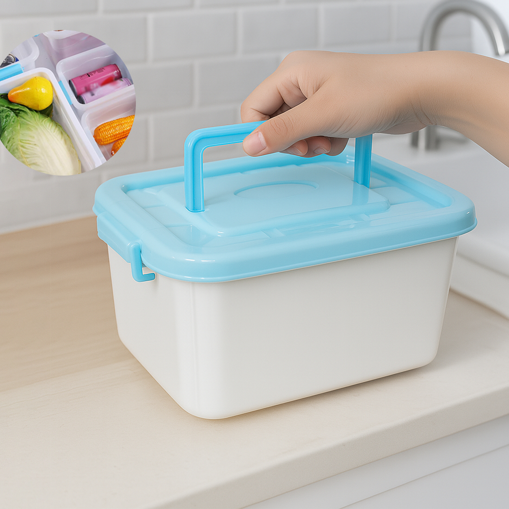 Realeos 3L กล่องรับประทานอาหารในครัวกล่องเก็บของแบบใสพร้อมที่จับ Bekas Makan Simpanan Utensil Home L