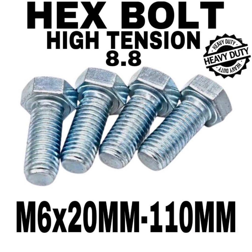 ความตึงเครียดสูง 8.8 HEX BOLT M6x20MM-110MM
