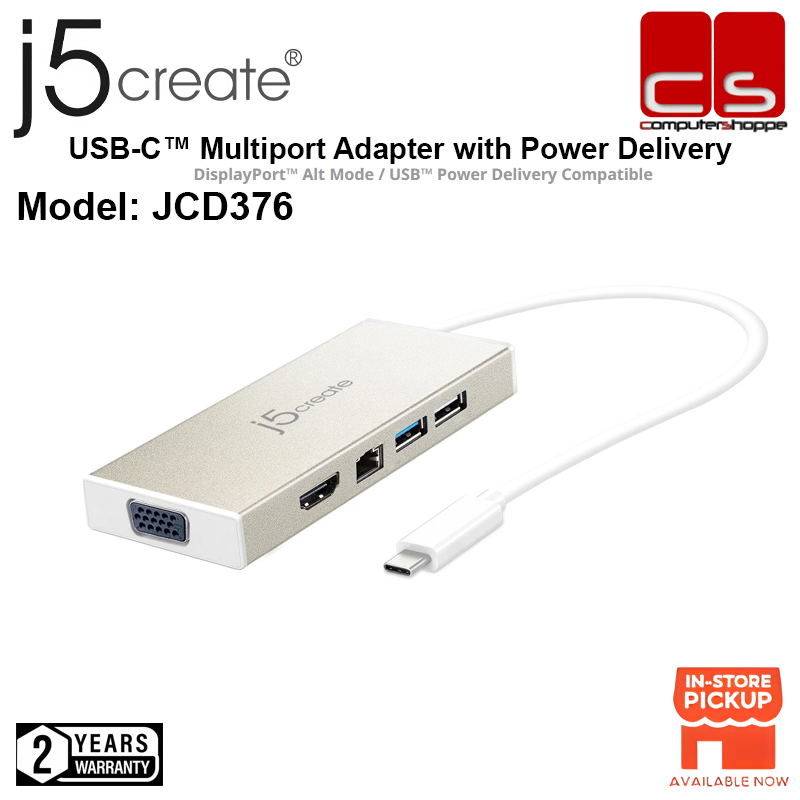 J5 CREATE JCD376 (USB-CTM Multiport Adapter พร้อม Power Delivery)