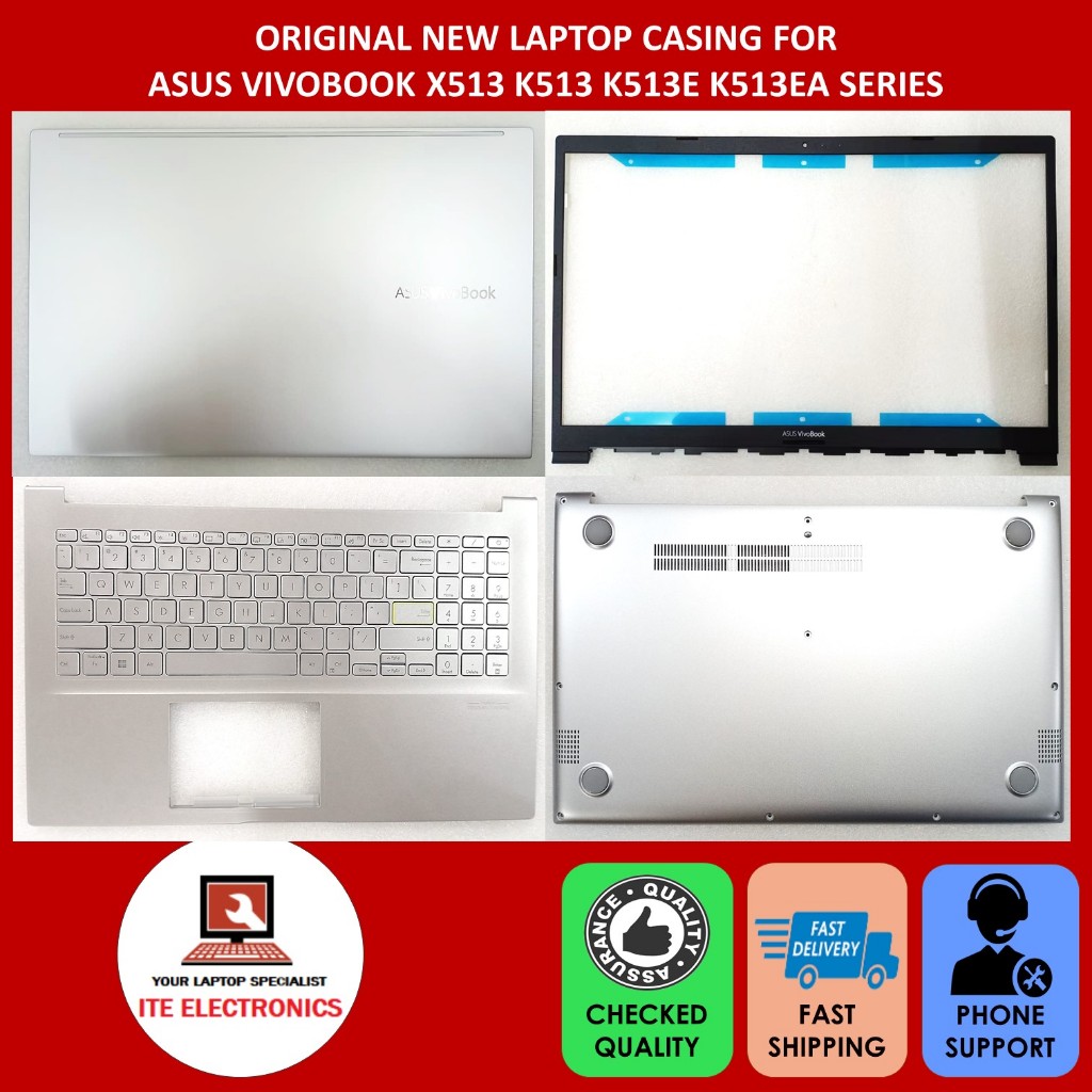 ใหม่ ASUS X513 K513 K513E K513EA SERIES LCD BACK COVER A/ BEZEL B CASE/ PALMREST C CASE / BOTTOM COV