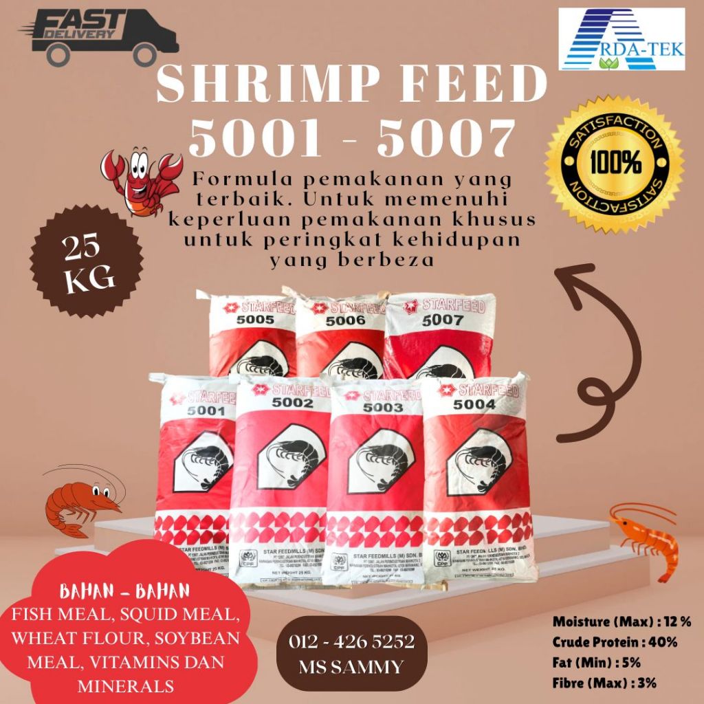 5004 / 25KG / 1.8MM / 40% PROTEIN / ShrimP FEED / TIGER ShrimP / WHITE ShrimP / GALAH ShrimP / อาหาร