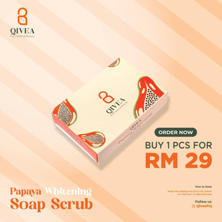 Sabun Qivea Sabun Papaya Whitening Scrub Original | Cerahkan Kulit | Hilang Daki | Anti Jerawat | KKM Approved