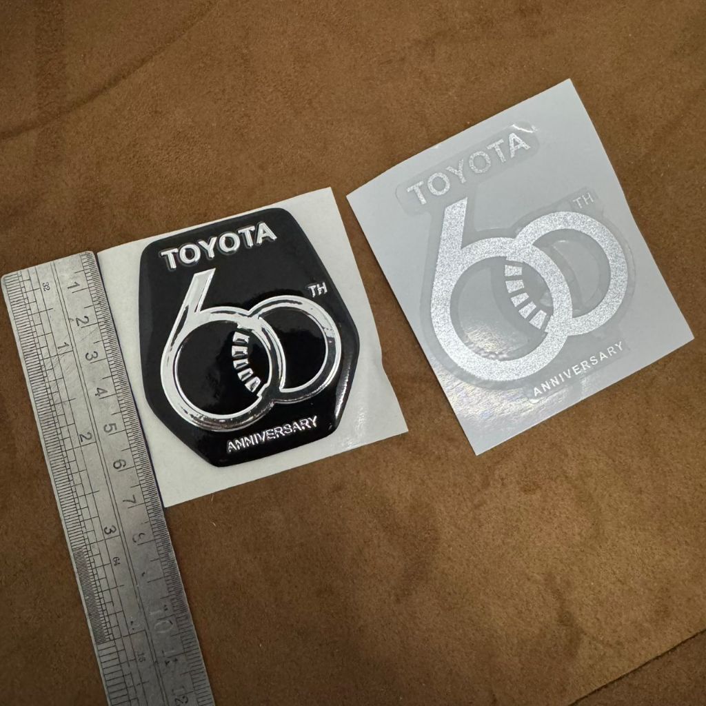 TOYOTA 60TH ANNIVERSARY Sticker ANNIVERSARY 3D TOYOTA โลโก้นูน 60 ปี TOYOTA Sticker 60 ปีรถสติกเกอร์