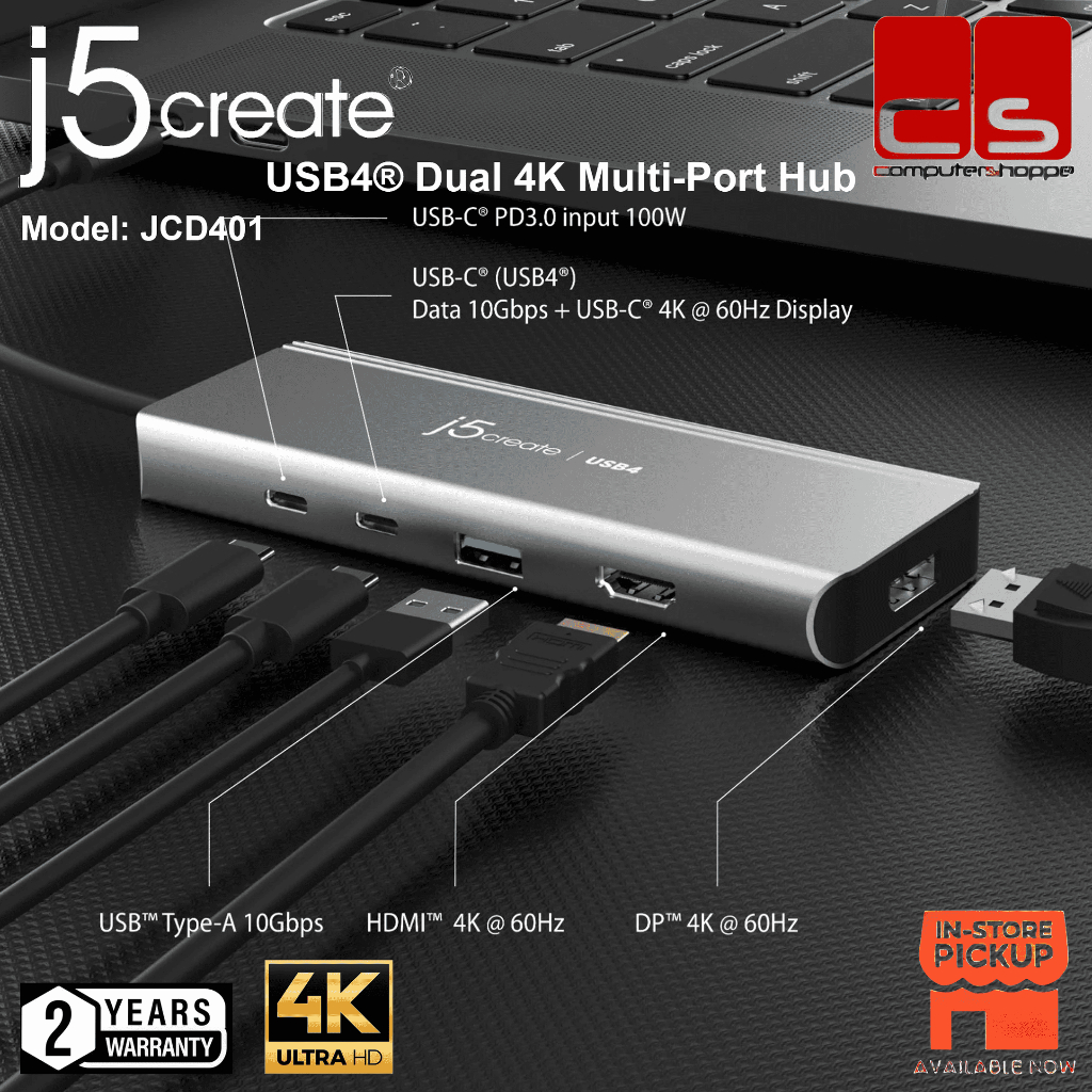 J5 CREATE JCD401 (USB4 Dual 4K Multi-Port Hub)