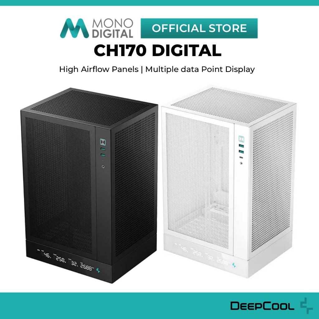 DEEPCOOL CH170 DIGITAL ITX DESKTOP PC CASING / เคสขนาดเต็ม AIR COOLING / MULTIPLE DATA POINT DISPLAY