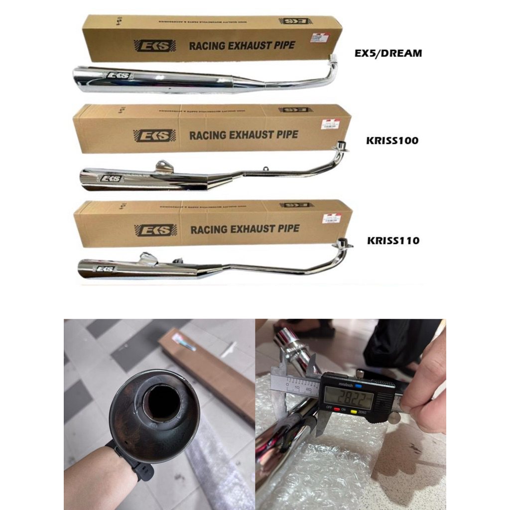 (EKS)(28MM) HONDA EX5 DREAM EX5 POWER RACING MUFFLER EXHAUST ASSY CHAMBER STANDARD RACING EKS EKS RA