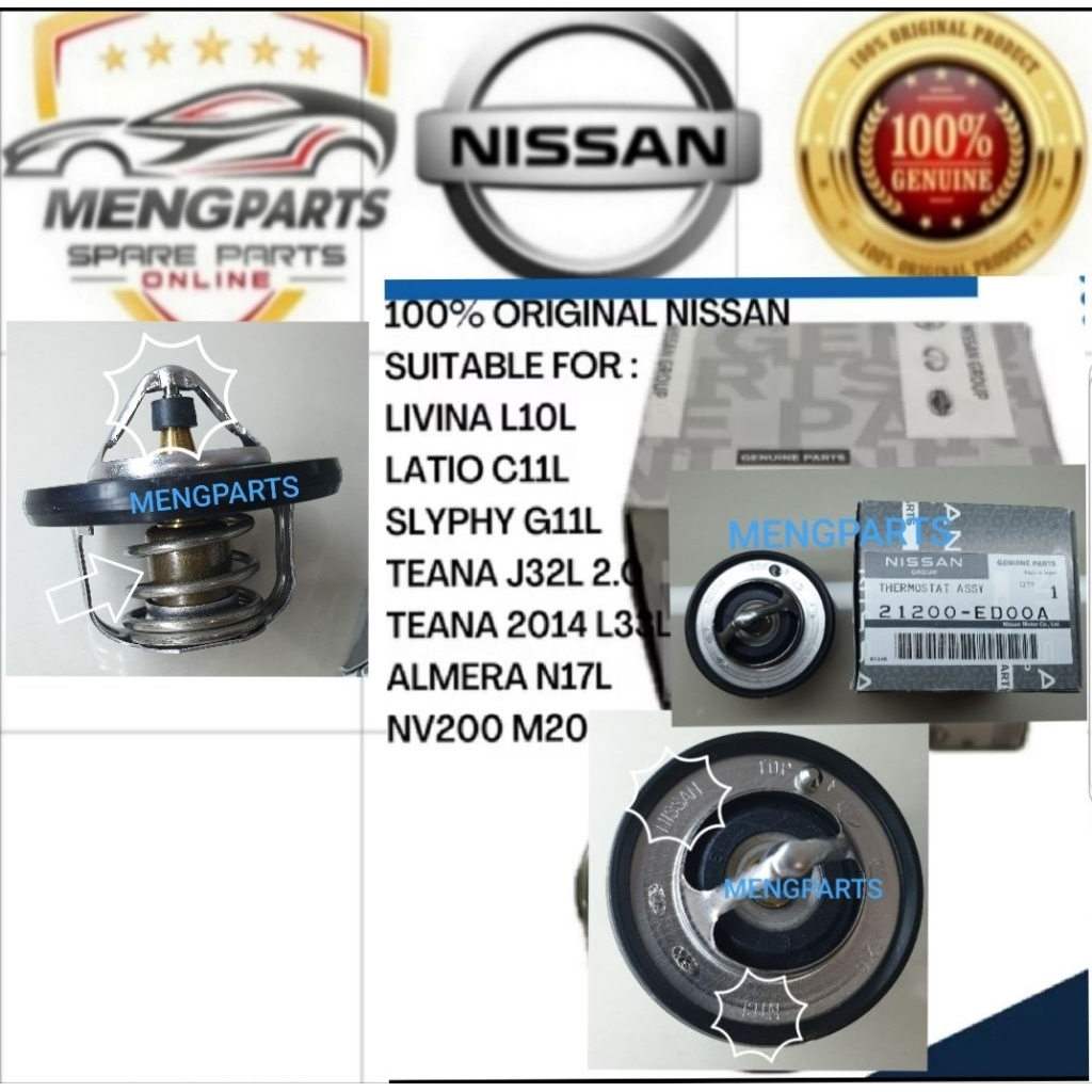 NISSAN ALMERA N17 LATIO LIVINA SYLPHY G11L 2.0 TEANA J32 2.0 L33L 2.0 NV200 M20L THERMOSTAT 82c 2120