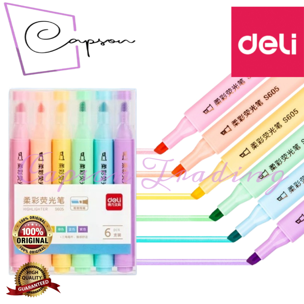 ปากกาเน้นข้อความ Deli S605 Macaroon Colours (6s Pack)
