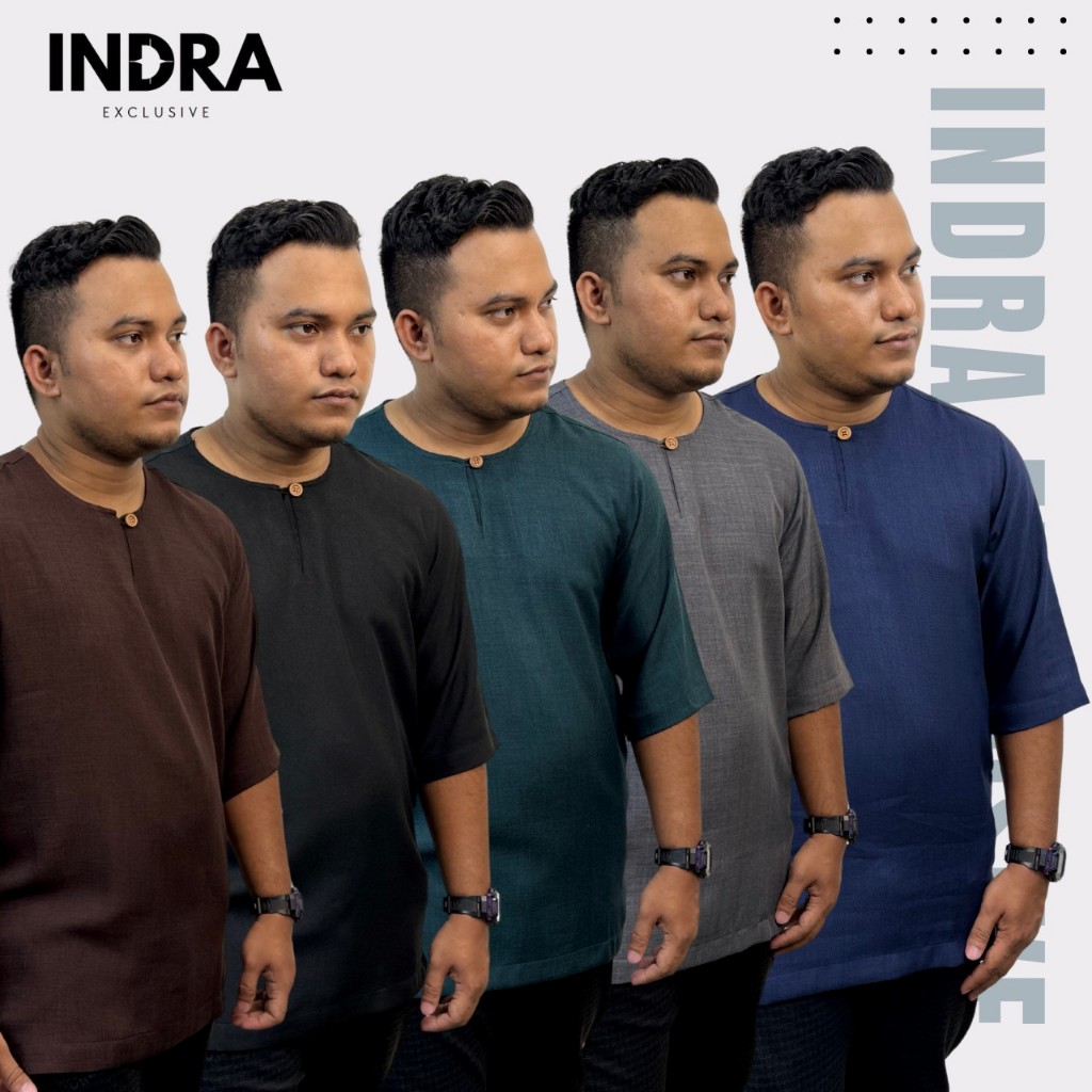 Indra Exclusive Kurta johor 3 Quarters Lelaki Muslim Tradisional Pack 5 ชิ้น