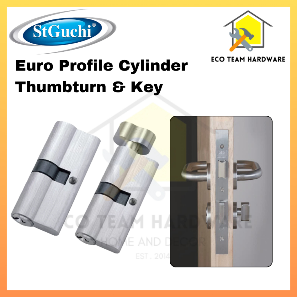 ST Guchi Euro Profile ล็อคกระบอก Thumbturn & Key 60mm 70mm