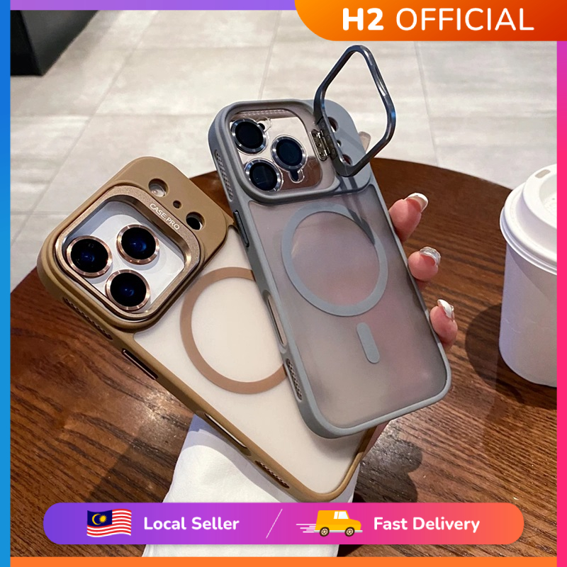 เคส H2 Matte พร้อมการป้องกันเลนส์การชาร์จแบบแม่เหล็กสําหรับ iPhone 17 16 15 14 13 12 11 Pro Max (เลน