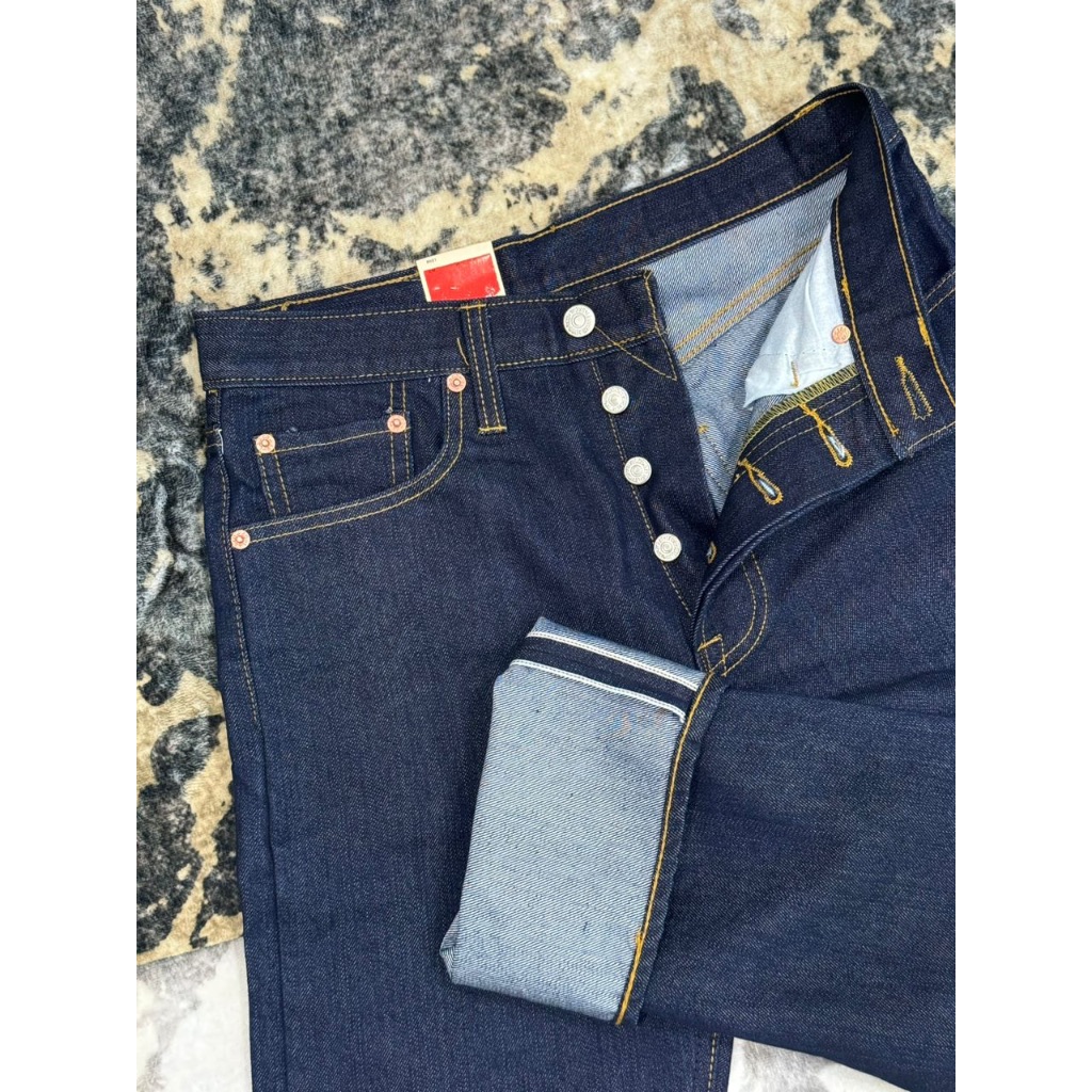 14 OZ KEPALA KAIN 501 กางเกงยีนส์ LELAKI CUTTING STRAIGHTCUT