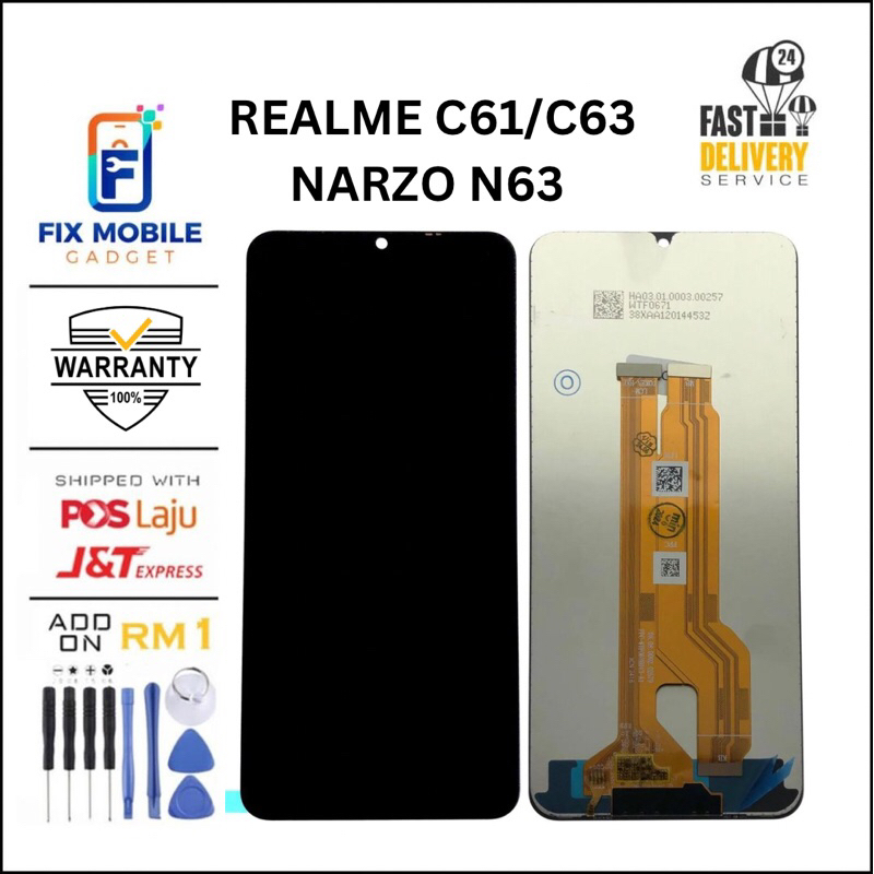 LCD สําหรับ Realme C61 RMX3939 RMX3930 / C63 / NARZO N63 หน้าจอสัมผัส LCD คุณภาพสูง [ Fix Mobile Gad