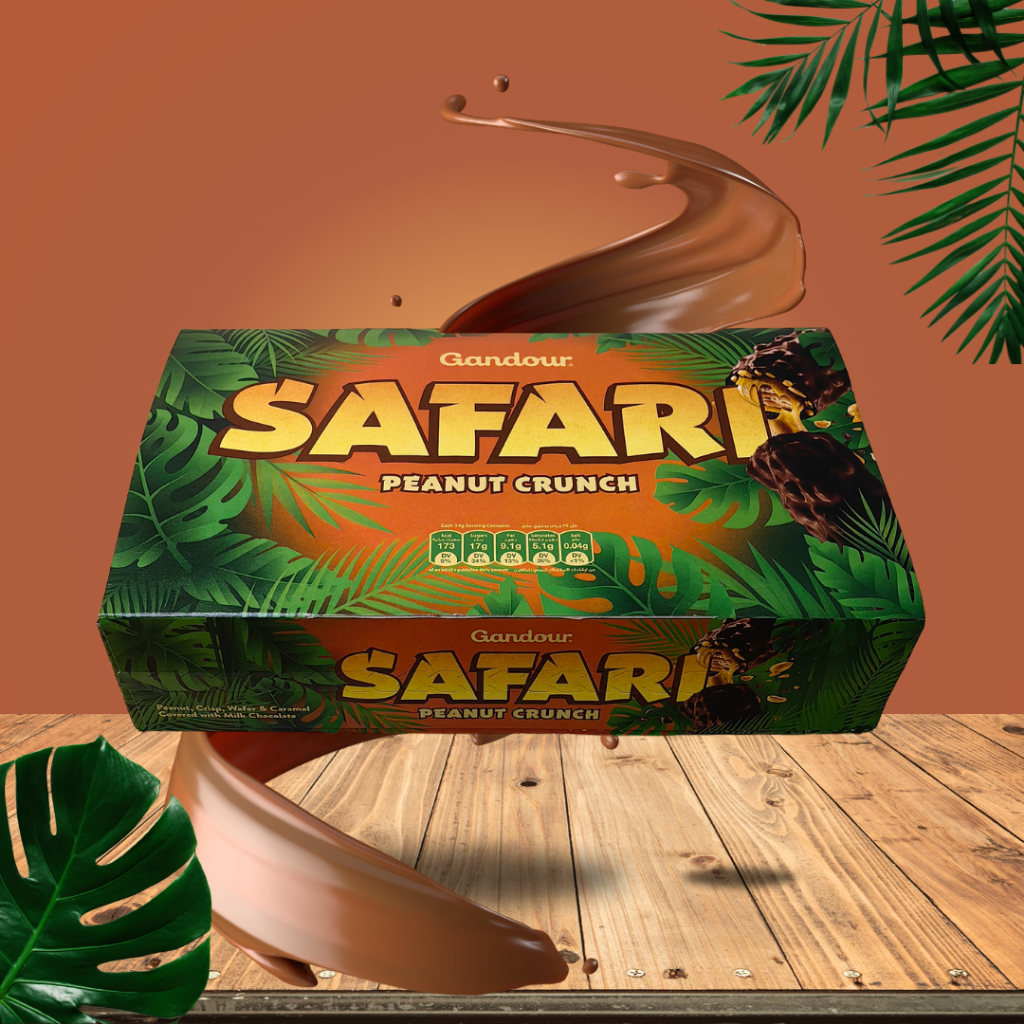 Chocolate Raya/Raya / Safari Caramel Crunch Chocolate / Peanut Crunch / 34gm /Wafer Caramel / 1 กล่อ