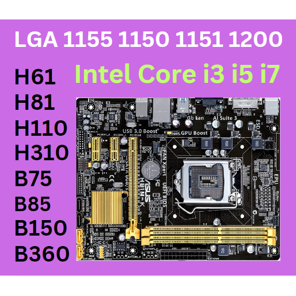 LGA-1155 / 1150 / 1151 SOKET MOTHERBOARD H61 H81 H81M H110 H110M H310 B75 B85 B150 B360