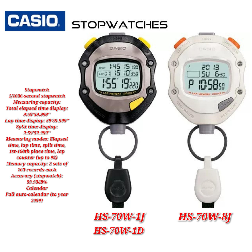 (ชุดญี่ปุ่น) Casio Digital HS-70W-1JH / HS-70W-8JH - HS-70W Stopwatch 50m Running Timer Brand-New