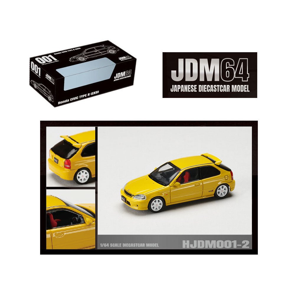 HOBBY JAPAN 1/64 HJDM001-2 HONDA CIVIC TYPE R EK9 SUNLIGHT สีเหลือง