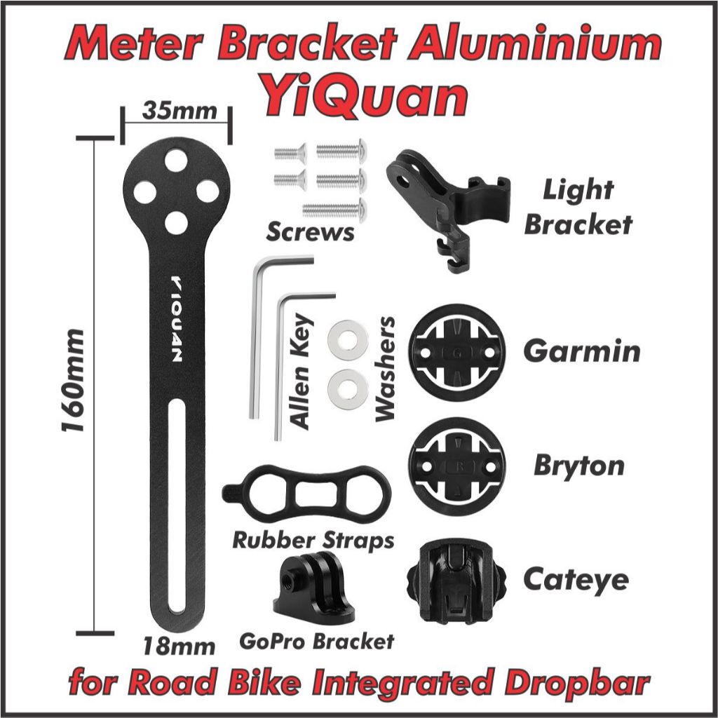 IKIA Basikal Meter Bracket Stem Integrated Dropbar Garmin Cateye Bryton Wahoo Meter Mount Cycling