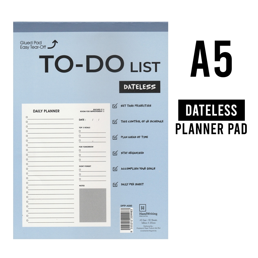 MASTERPRINT PLANNER HANDWRITING - DATELESS PLANNER PAD ( A5 / B5 ) (DAILY PLANNER, WEEKLY PLANNER)