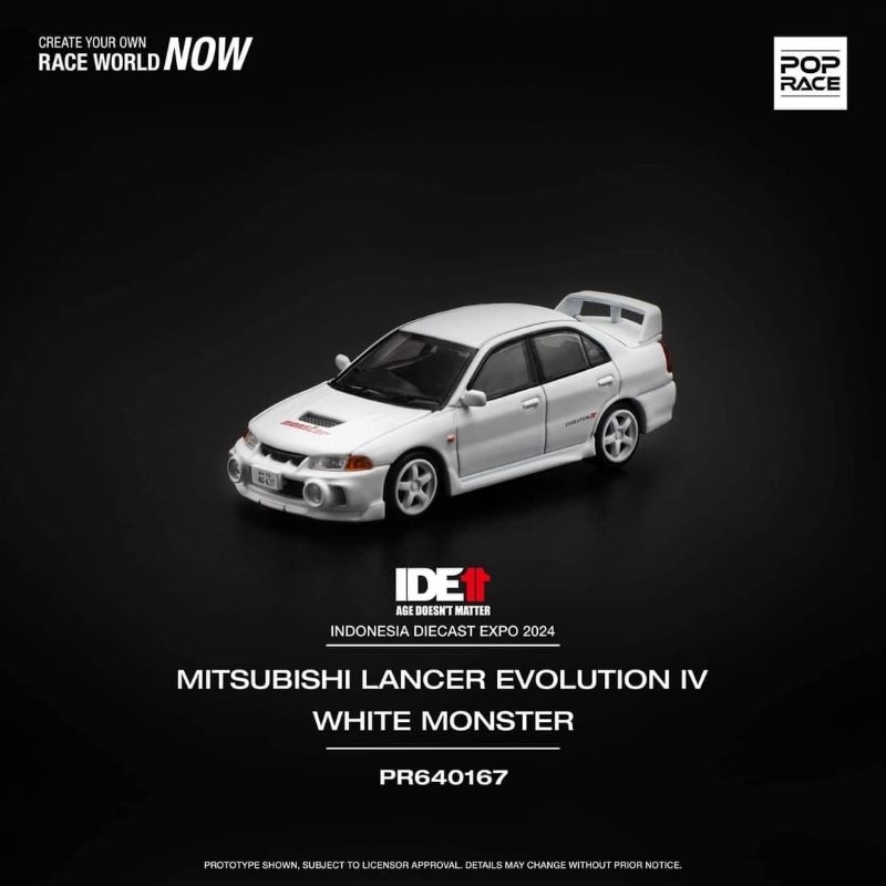 [Pop Race]	Pop Race x Diecast Expo 2024 - PR640167 Mitsubishi Lancer Evolution IV - สีขาว "Monster" 