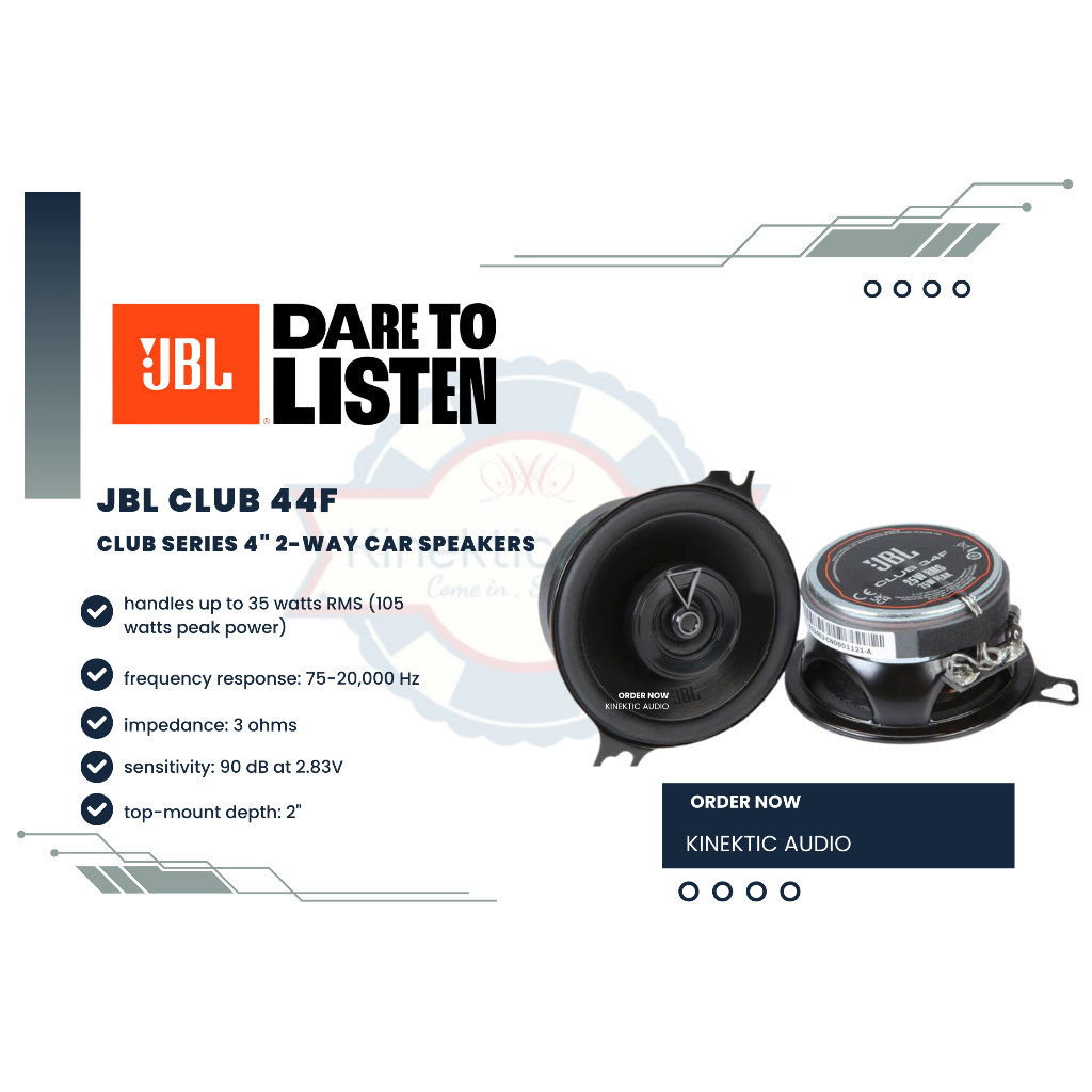 JBL Club 44F - Club Series 4" ลําโพงติดรถยนต์ 2 ทิศทาง/ลําโพง kereta