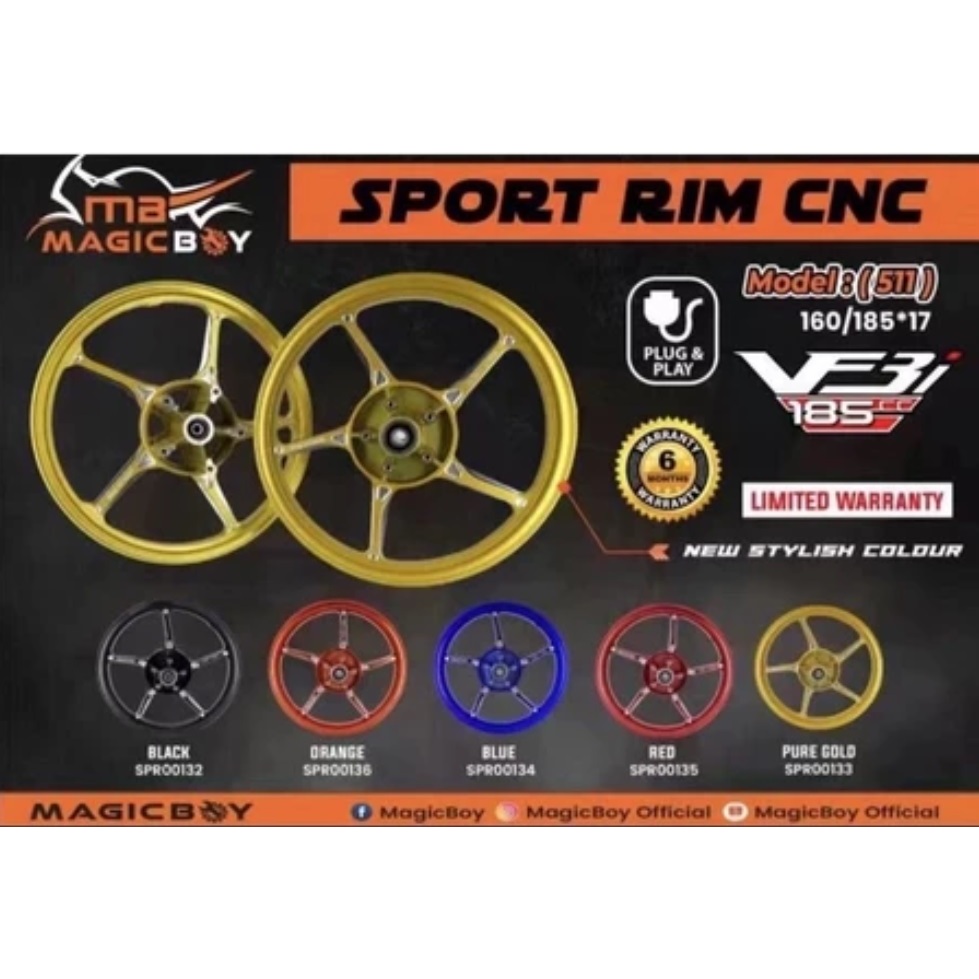 MACGIBOY SPORT RIM FG511 SYM VF3I 185CC 160/185-17 MAGIC BOY 💯%