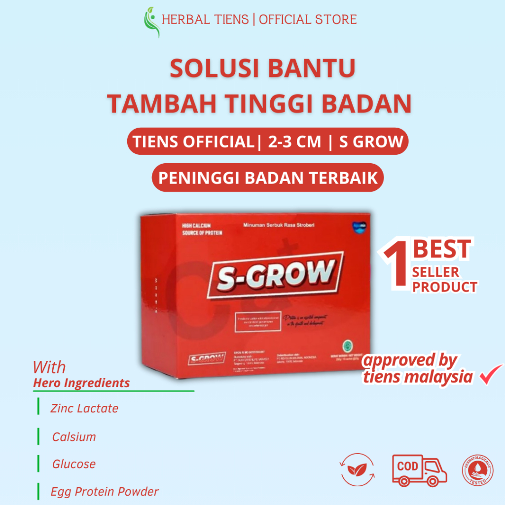 Ubat Tinggi Badan S Grow เพิ่มความสูง Peninggi Badan อาหารเสริมความสูง Calsium Ubat Sakit Lutut