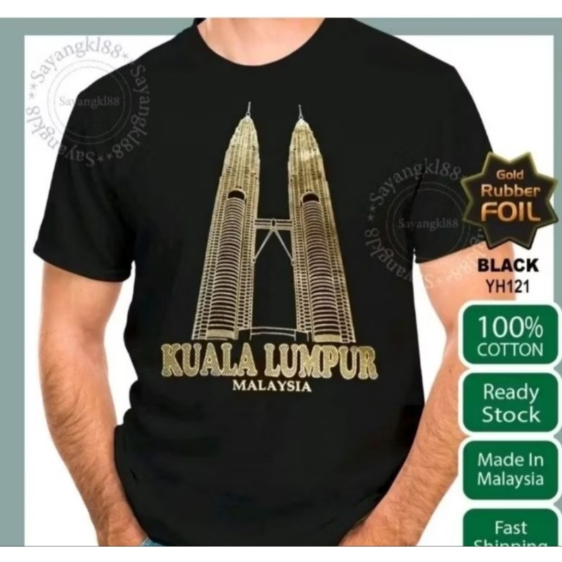 เสื้อยืด KLCC สําหรับผู้ชาย Kuala Lumpur Twin Tower เสื้อยืดสําหรับผู้ชายผ้าฝ้าย