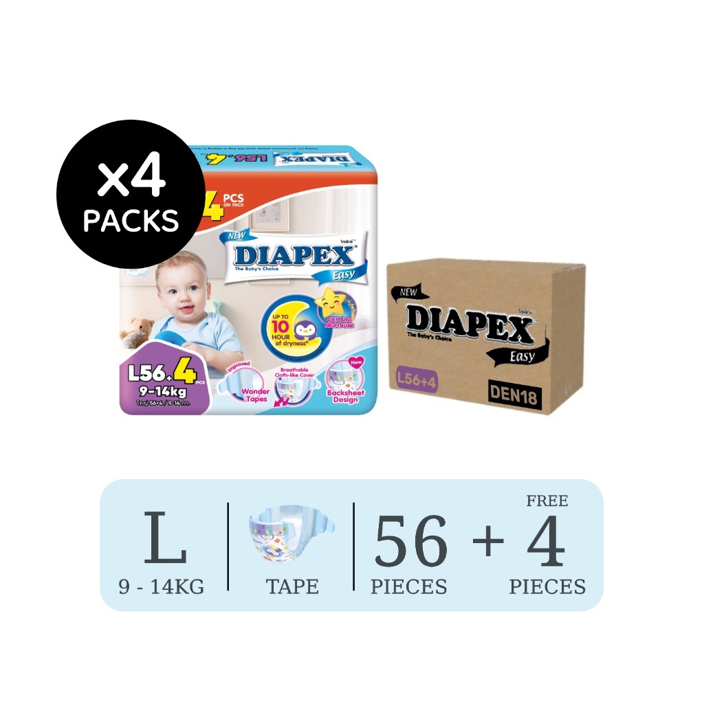 Diapex Easy Mega Pack S/M/L/XL/XXL 1CTN 4PACKS