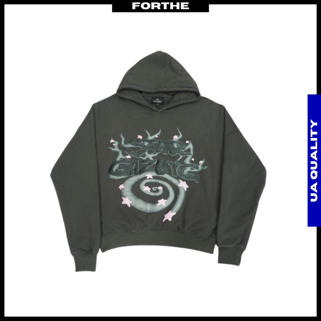 BROKEN PLANET Star Gazing Hoodie Charcoal ขนาดใหญ่ Streetwear Broken Planet Hoodie