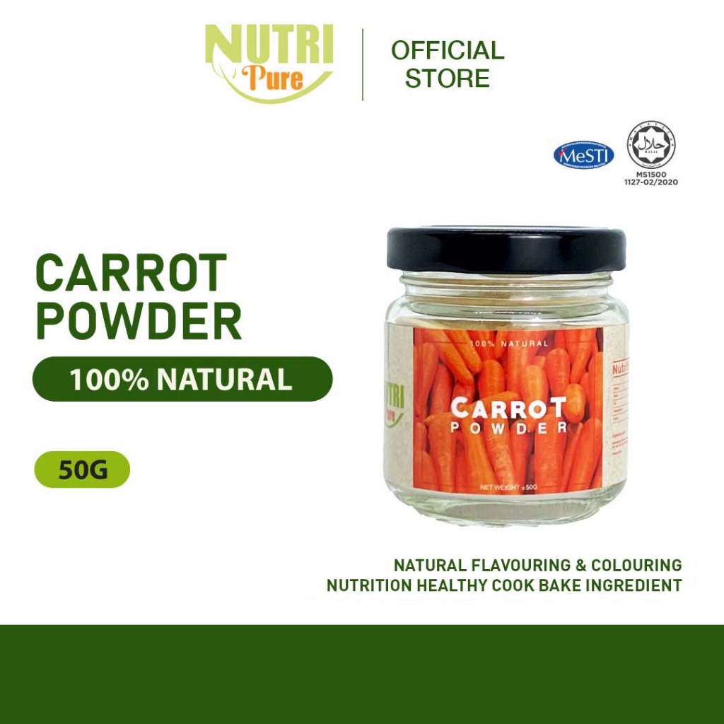Nutri Pure Carrot Powder 50g Serbuk Lobak Merah Natural Orange Color Smoothie Baking  ผงแดง