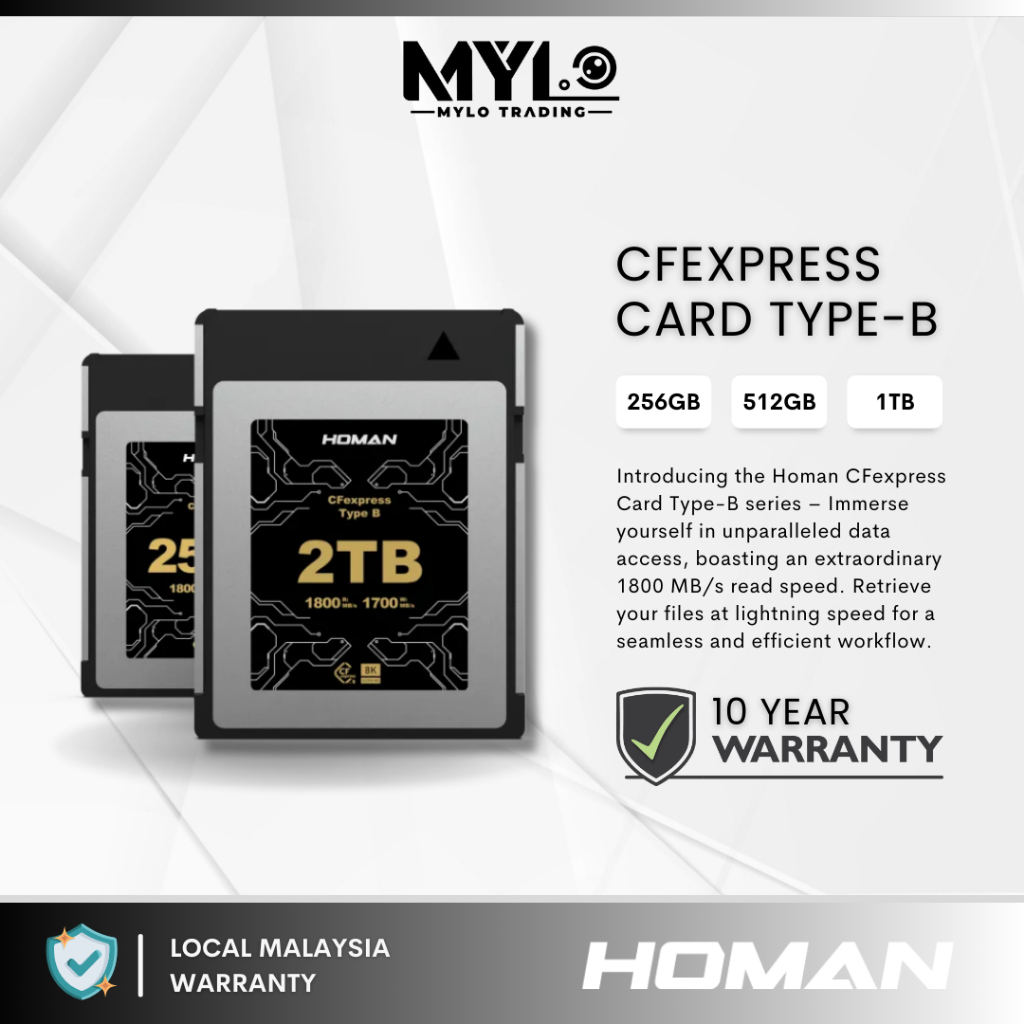 - การ์ด Homan CFexpress Type-B 256GB 512GB 1TB 2TB Max 1800 MB/s 8K RAW Adaptive Thermal Control