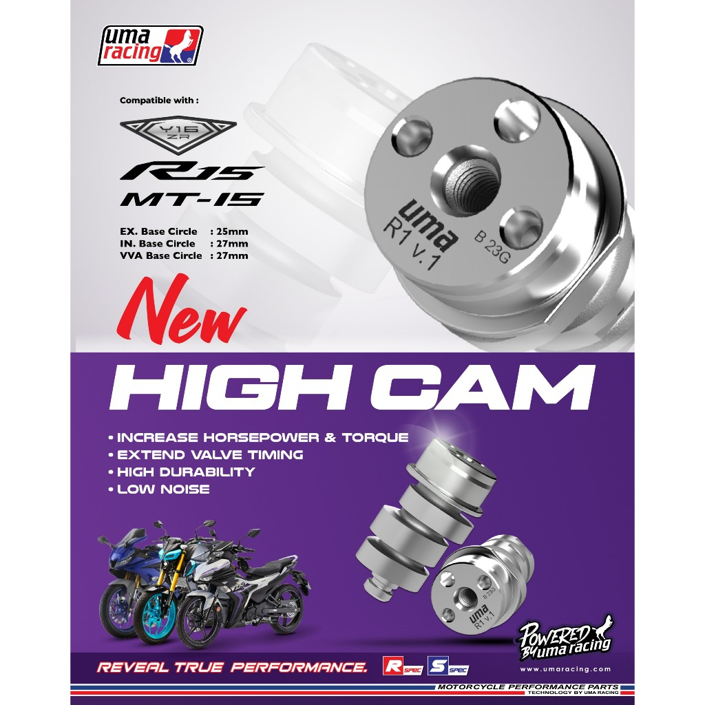 UMA RACING HIGH CAMSHAFT R1 Y16ZR / R15 / MT15  (58 - 63) 02HC0090 CAM UMA Y16 UMA CAM Y16