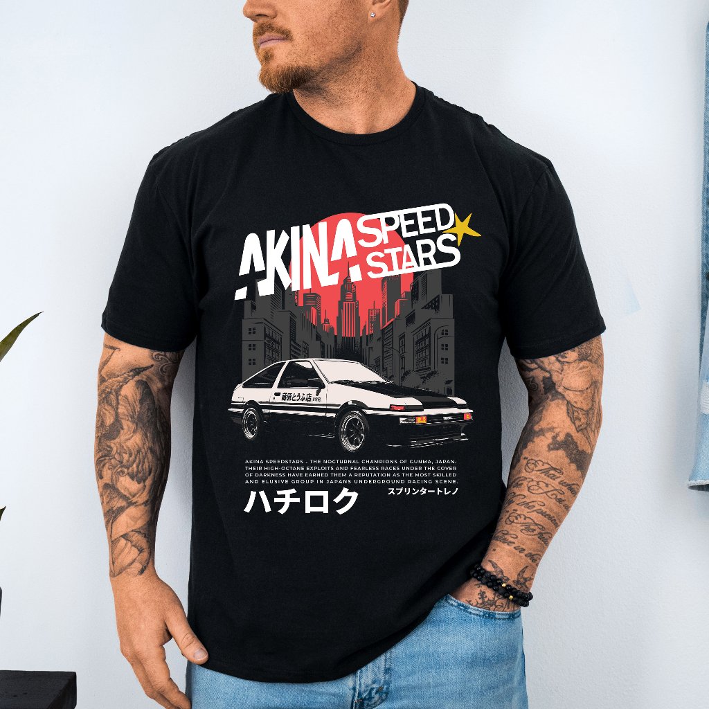 Initial D Akina Car T-Shirt AE86 Trueno: Takumi Fujiwara, Speed Stars, Japanese Anime Manga Racing S