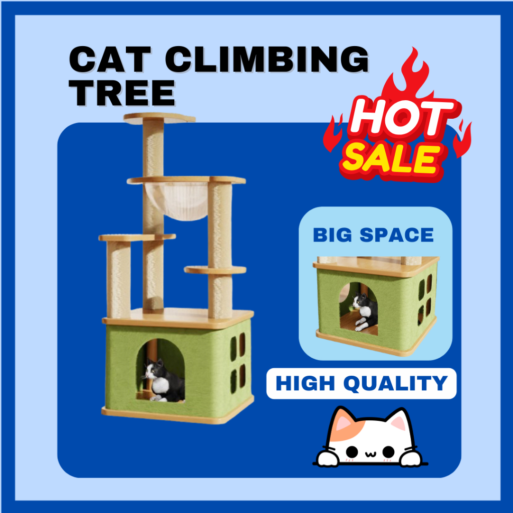 แมวปีนต้นไม้ Kucing Bed Tower คอนโดแมว Cat Tree Cat Tower Cat House คอนโด Rumah Kucing Kondo Kucing 