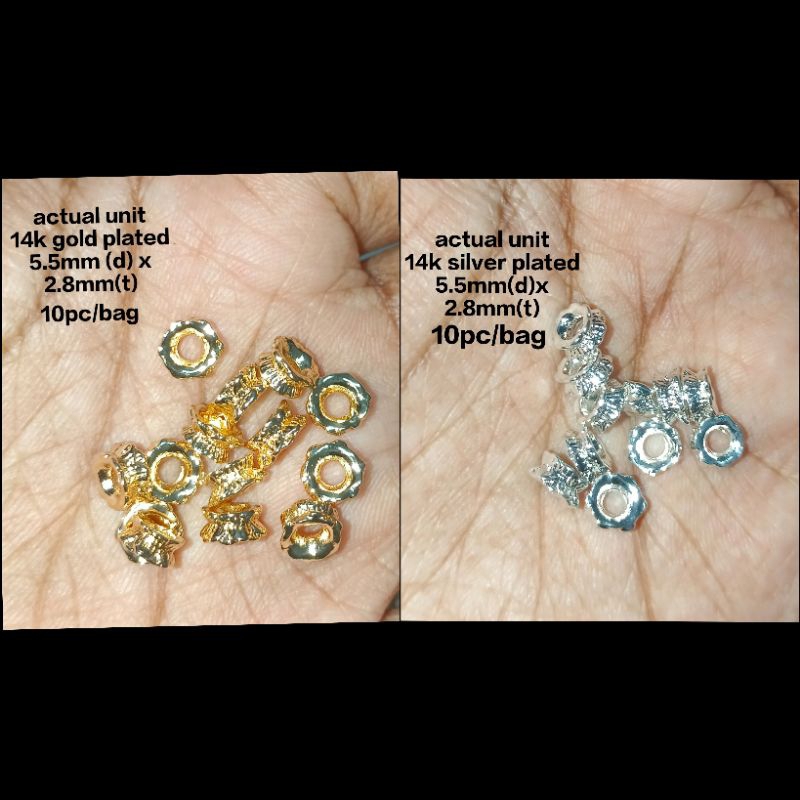 (SPACER) 14K GOLD AND SILVER PLATED SEMI CROWN SHAPE 5.5MM X 2.8MM (10PC/BAG) SPACER สําหรับ DIY