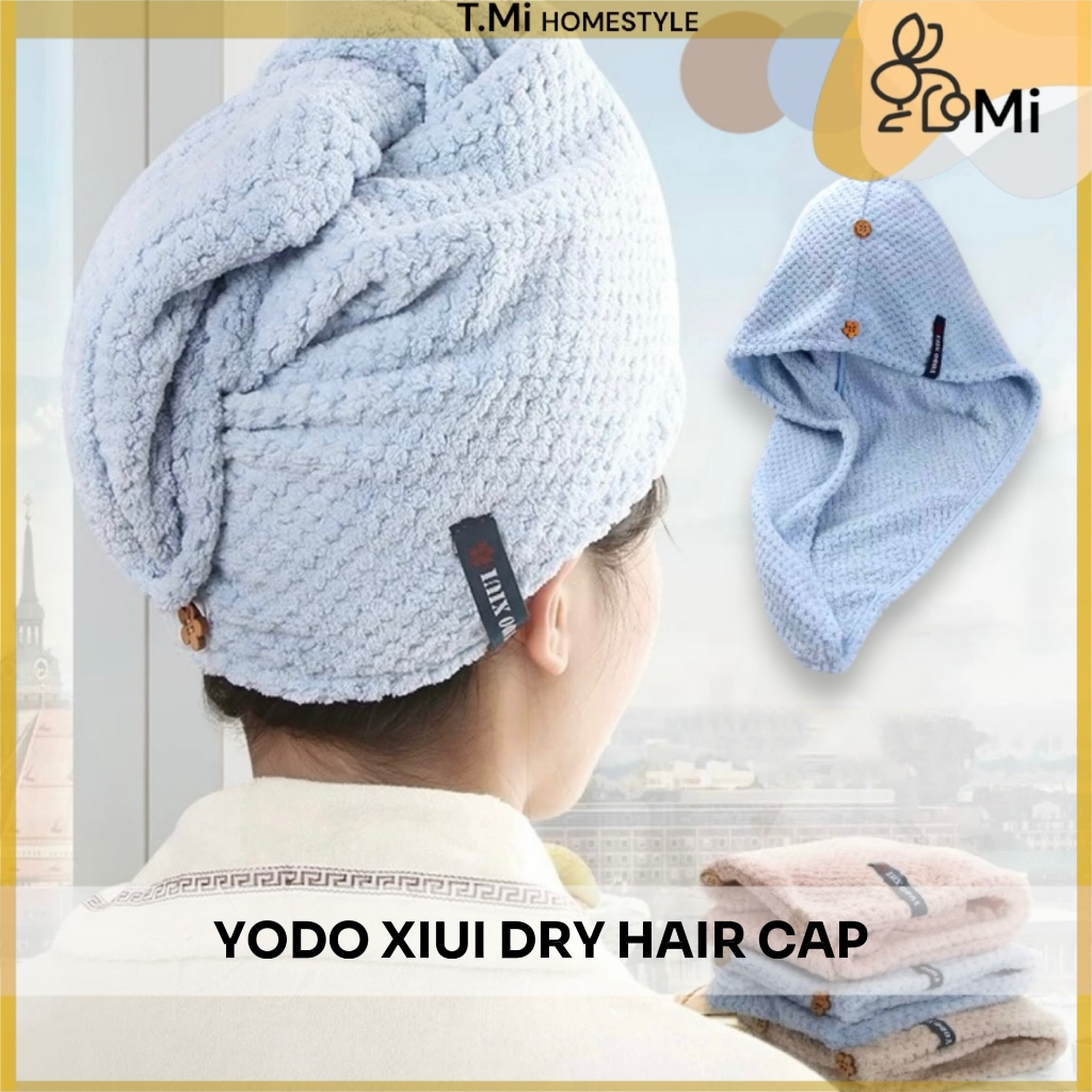 Tmi หมวกคลุมผมแห้ง YODO XIUI หมวกเป่าผมญี่ปุ่น Quick-Drying ดูดซับผ้าขนหนูหนาผมยาวแชมพูหมวกอาบน้ํา