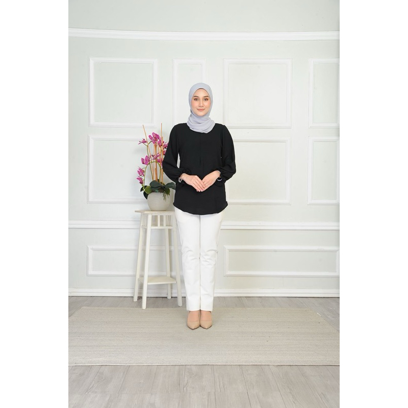 เสื้อเบลาส์ Gatta (Top) Ironlesss Front Zip Exclusive CEY Crepe (S ถึง 3XL)